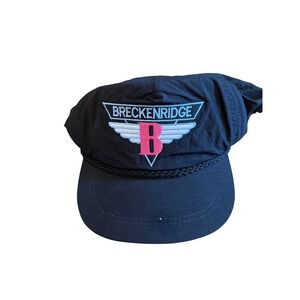 Vintage 90's Imperial Headwear Breckenridge Ski Resort Black Nylon Rope Hat